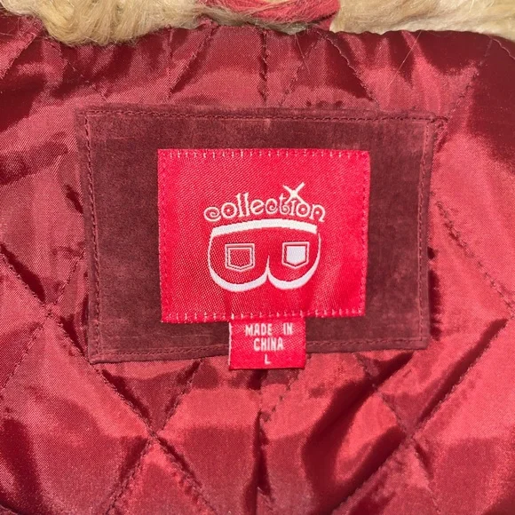 Vintage Penny Lane Embroidered Red Suede Coat - Picture 3 of 4